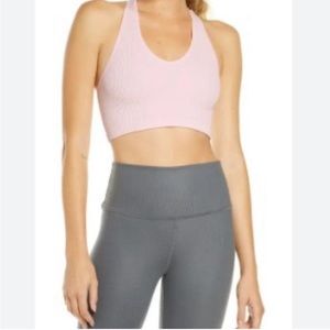 Free People Movement Free Throw Crop Ribbed Tank Top Rose Pink Pearl XSmall